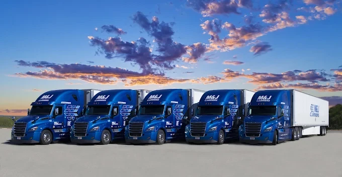 M&J blue fleet of tractor trailers